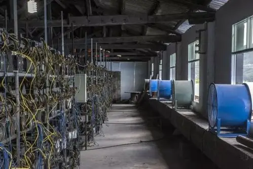 A bustling mining farm filled with advanced ASIC mining machines in a well-organized setup