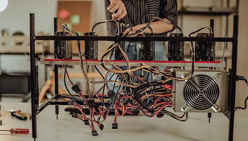 An array of GPUs used for mining