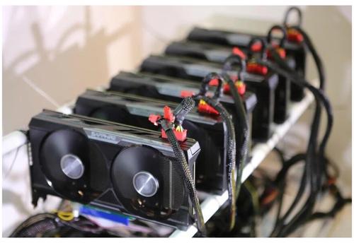 An array of ASIC mining rigs optimized for Bitcoin and other cryptocurrencies in a professional hosting environment
